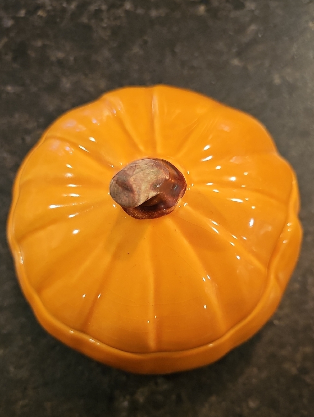 Vintage Harry & David Ceramic Pumpkin Covered Bowl - Orange - Picture 9 of 10